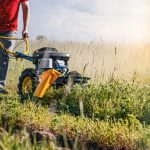 Drum mower RKT-710 with the engine Kawasaki FJ180V in action